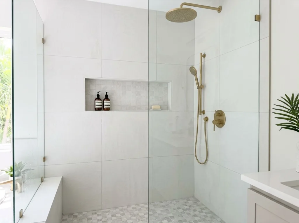 305UGC bathroom remodel walk-in shower with tiled niche